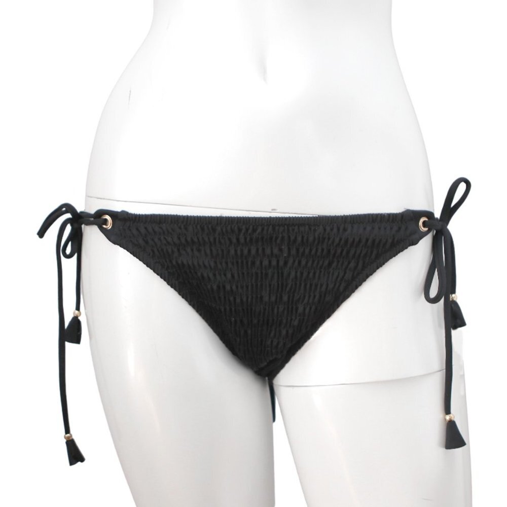 Victoria's Secret Side Tie Bikini Bottoms Swim Shirred Gold Bead Tassels Beach
